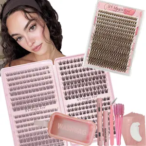 2 Box Pack 704/720/736 Cluster False Eyelashes Set, Natural Look, Brown color 40D, 8-16mm Mixed Length, DIY Single Cluster Lashes, Natural Look & Wispy & Ultra Soft & Super Light For Daily Life & Party & Music Festival