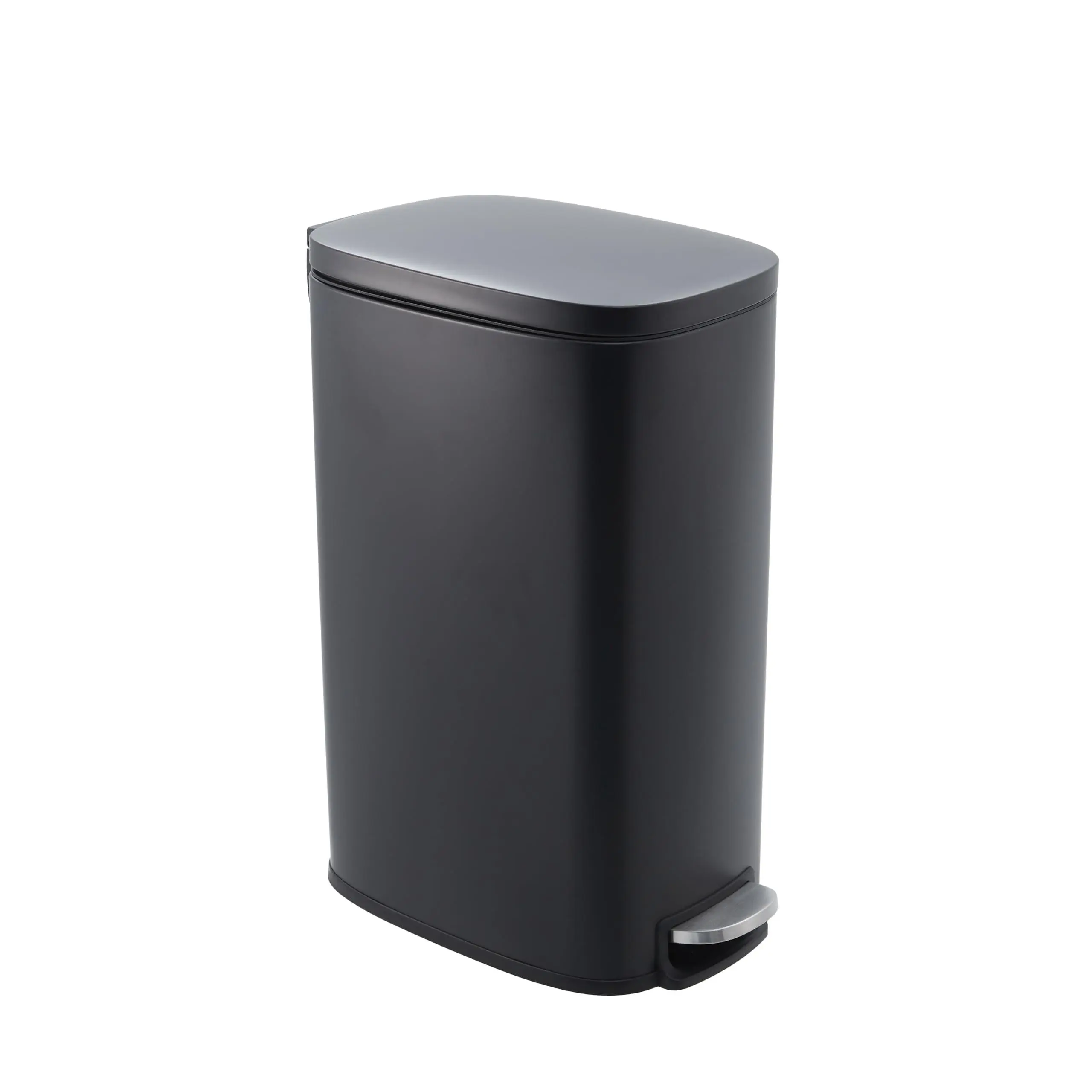 Garvee Slim Kitchen Garbage Can 13 Gal - Skinny Stainless Steel Bin with Removable Inner Bucket & Soft Close Lid, Narrow Design for Bathroom, Living Room, Office in Black