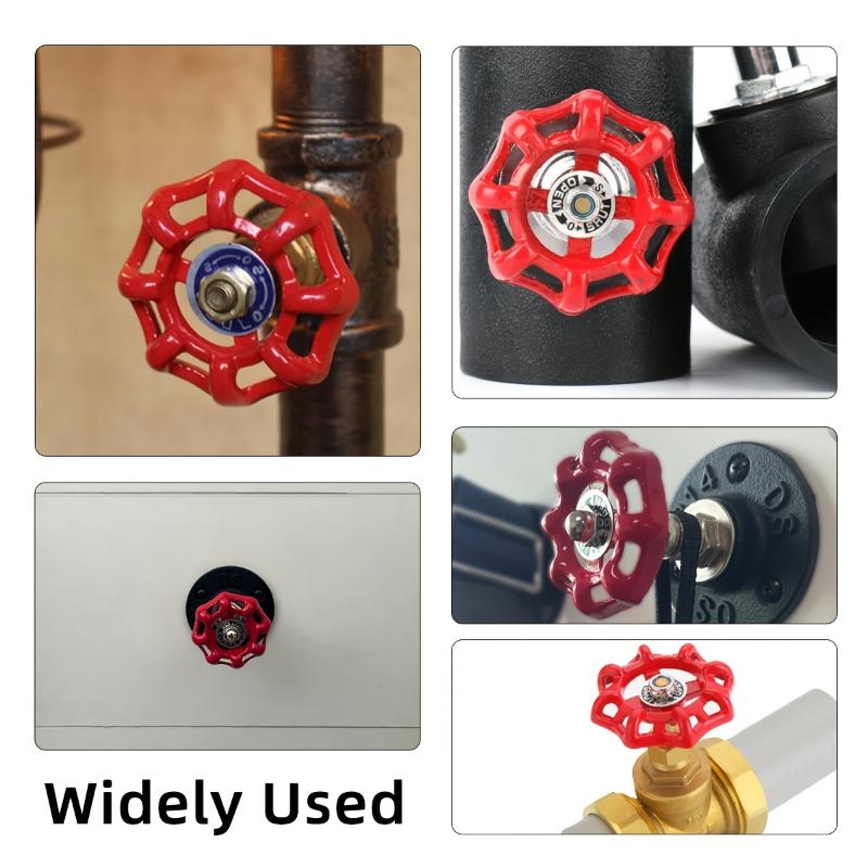 4pcs Red Iron Faucet Handles, Durable Metal Outdoor Valve Knobs, Handwheel for Globe & PPR PE Valves, No Assembly Required, Water Pipe Rod Handle Replacement