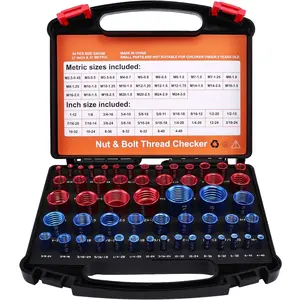 54 count Nut and Bolt Thread Checker, Thread Gauge for Tricky Areas, 27 Inch & 27 Metric Sizes, Suitable for Inspecting Fixed  or Threaded Holes, Bolt and Nut Identifier Gauge Tool Box