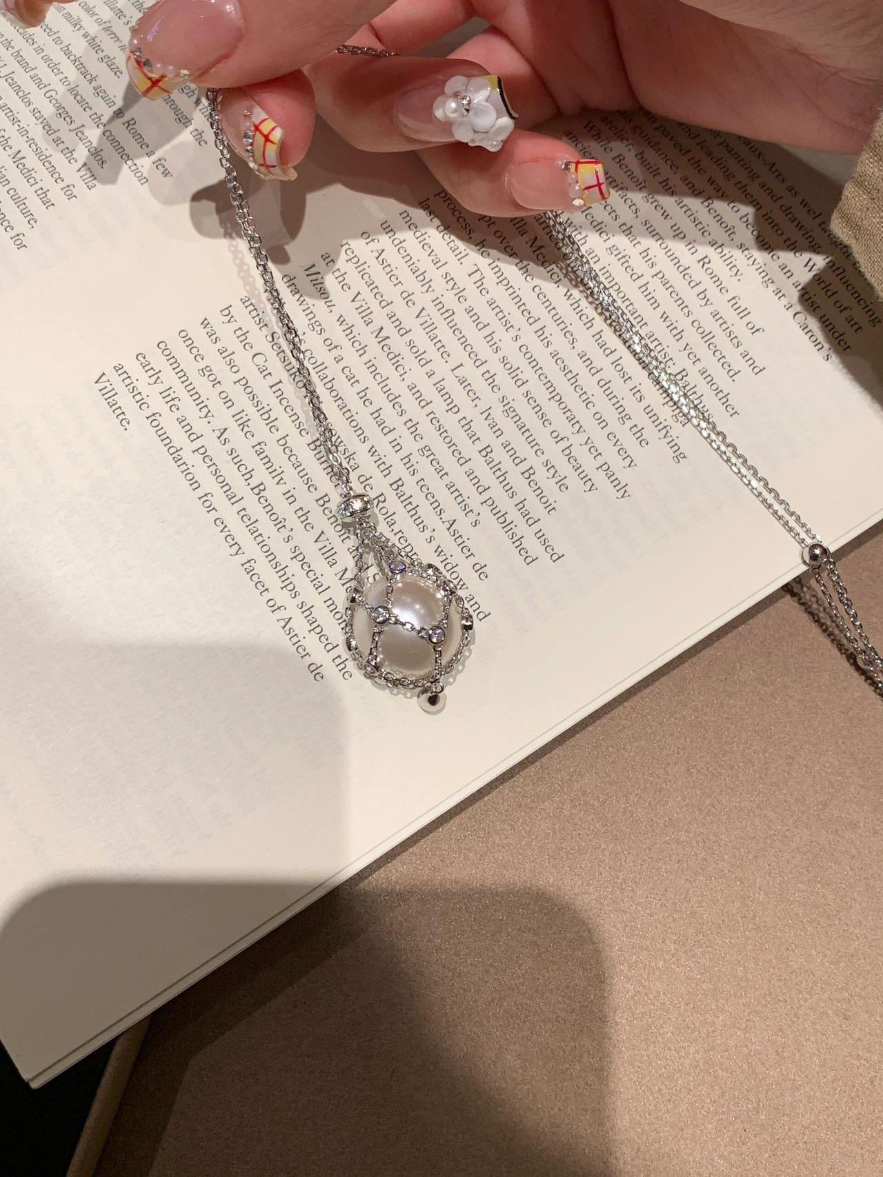 Best-selling net bag pearl necklace, crystal necklace, adjustable necklace