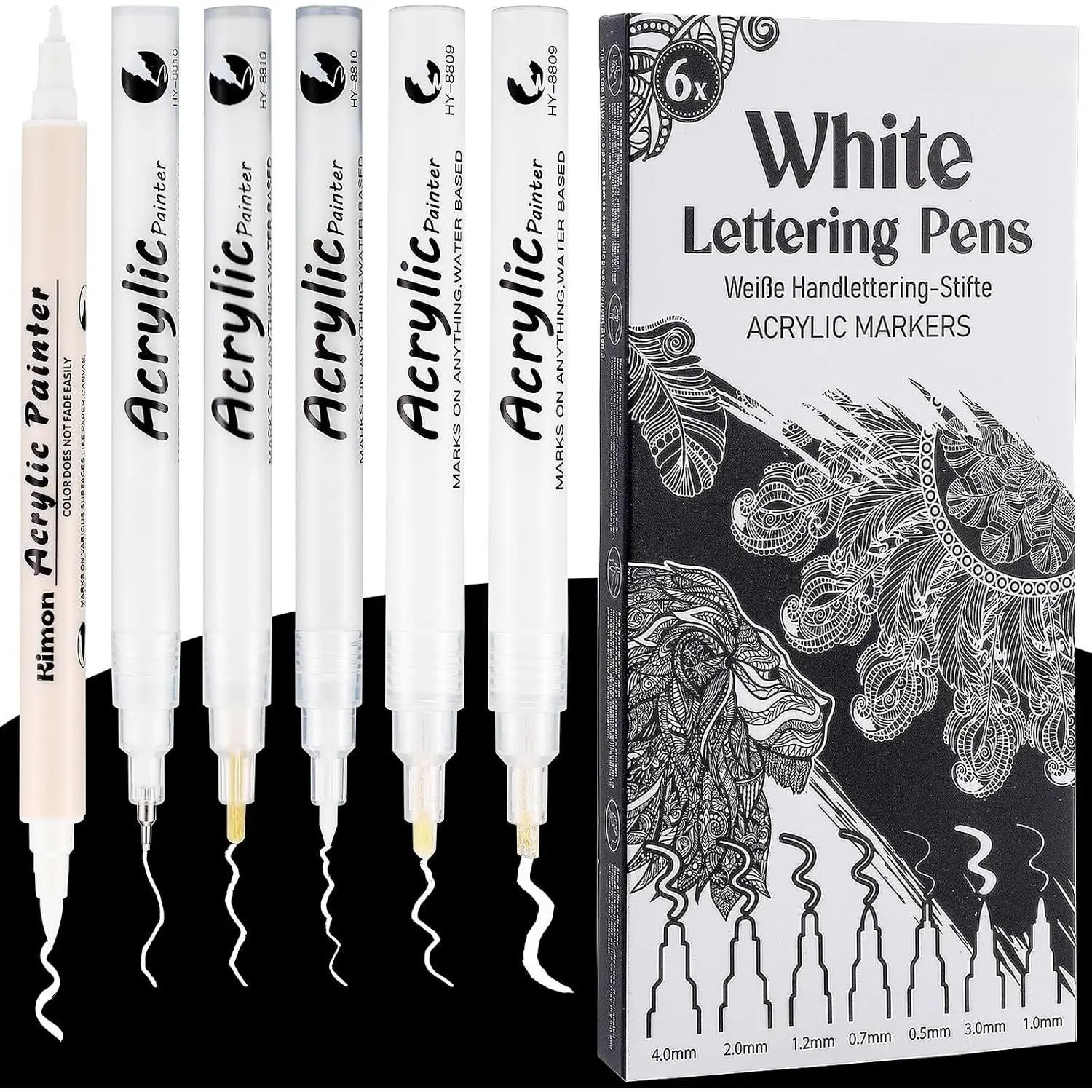 White   Pens, 6 Pack  Tip Markers, School Supplies