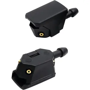 2 count Front Windshield Washer Nozzles, 4Way 8mm 9mm  Jet Windshield Washer Wiper Arm Sprayer,  Washer Squirter Nozzle  for   SUV (Black)