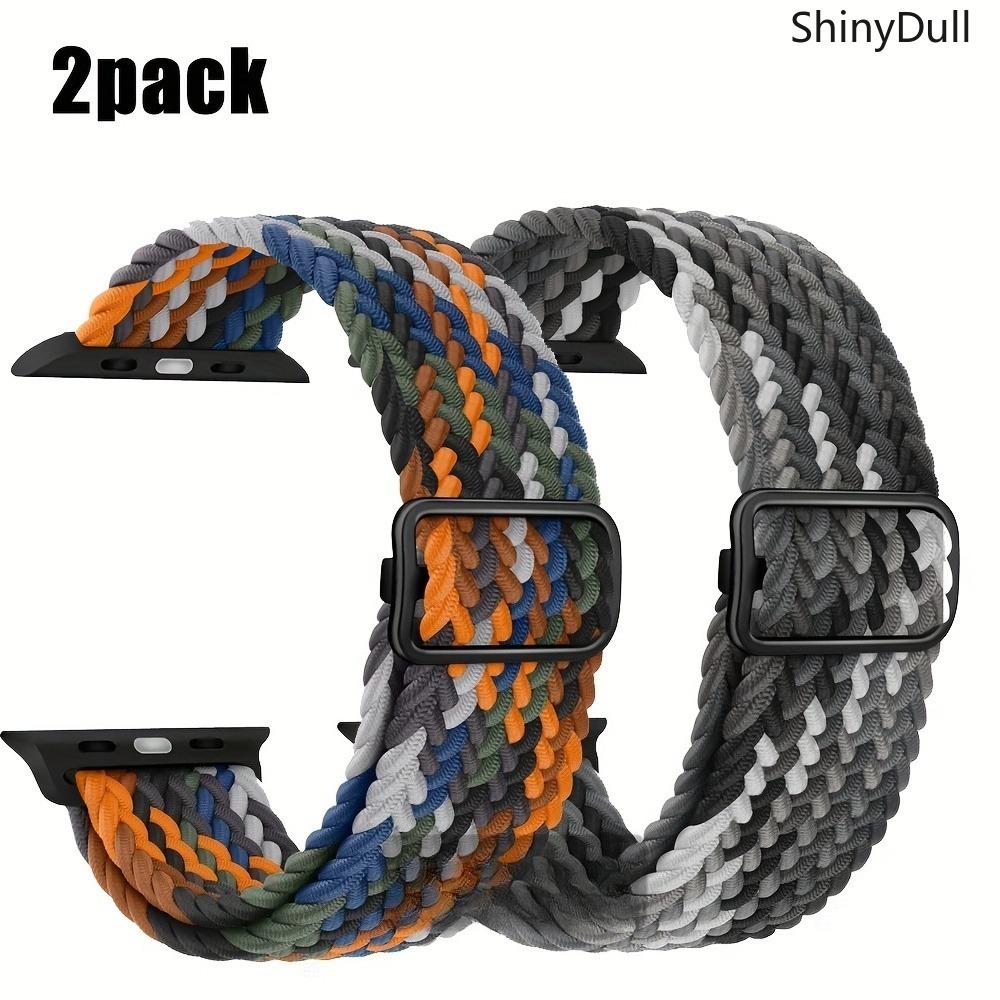 2-Pack Braided Nylon Watch Bands for Apple Watch – Elastic Solo Loop Strap 38–49mm (Series 1–10, SE, Ultra/Ultra 2)