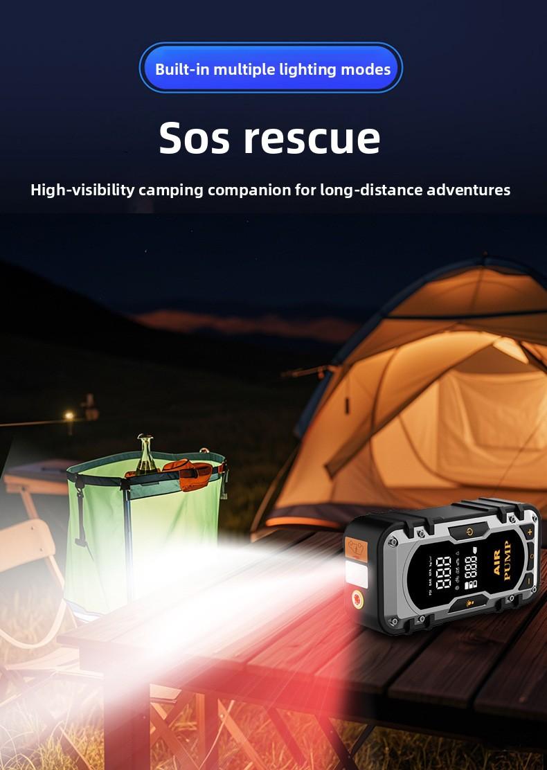 2-in-1 Portable Car Jump Starter & Tire Inflator with Emergency Light & Power Bank