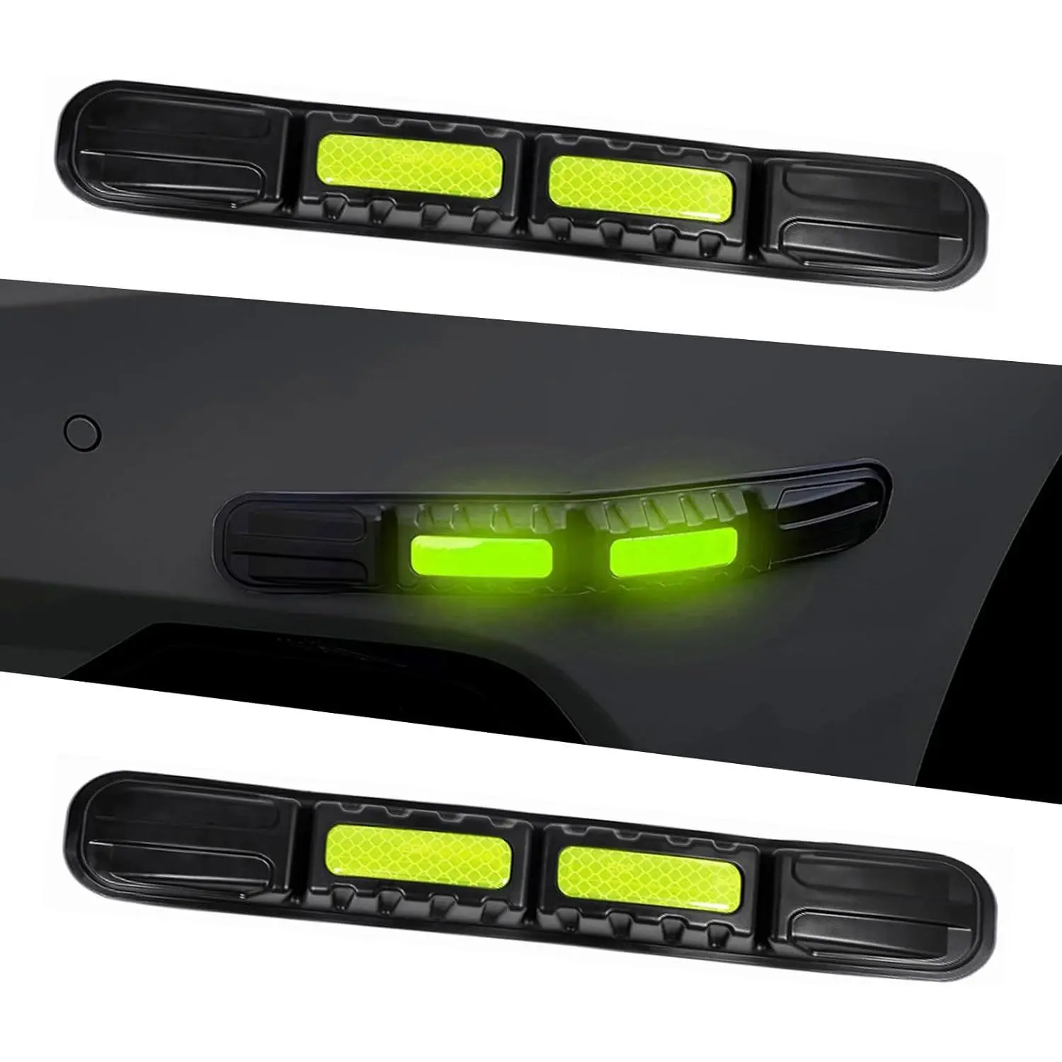 2 PCS Car Bumper Protector Strips, Anti-scratch Foldable Auto Door Edge Protection Trims with Reflective Strips, Non-slip DIY Exterior Bumper Buddy, Universal for Most Cars (Green)