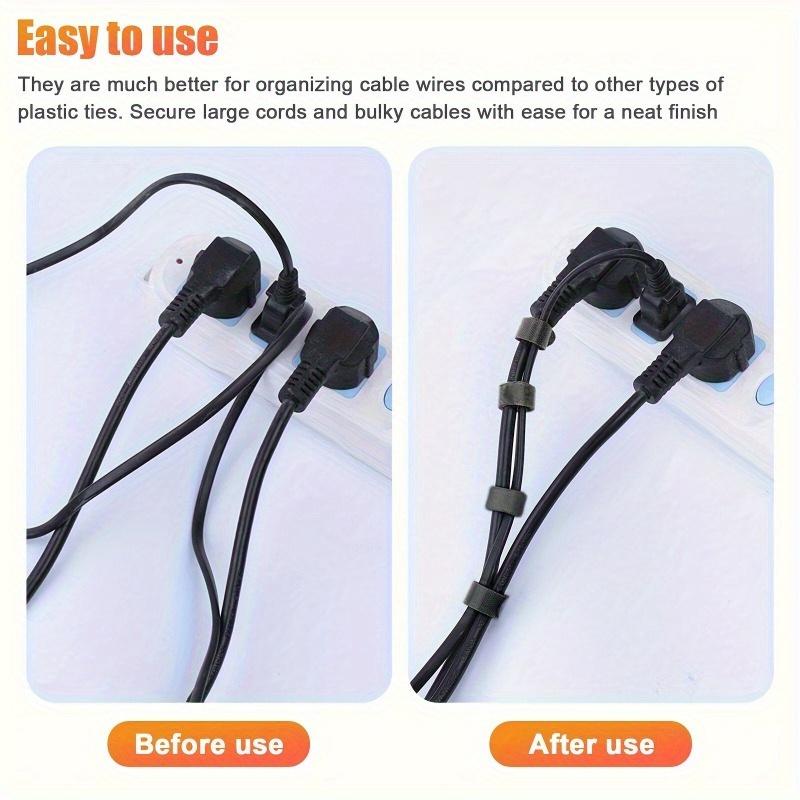 50pcs Reusable Cable Ties with Hook and Loop Fastening, Polyamide Self-Adhesive Cable Organizer Straps for Home Wire Cord Management
