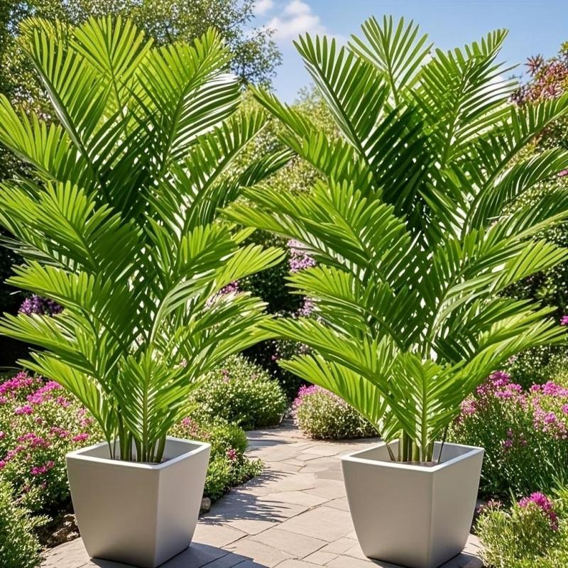 2pcs Large Lifelike Tropical Palm Artificial Plants - Vibrant Green Leaves, Suitable for Indoor/Outdoor Decor, Garden, Patio, Poolside, Christmas, Thanksgiving, Father's Day, Holiday Decoration, Ornamental Foliage without Pot, Best for Christmas, Perfect