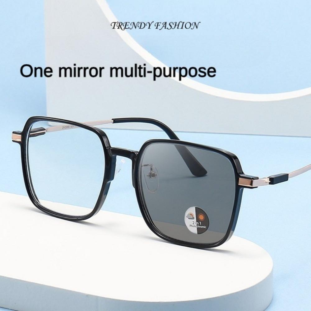 Photochromic Anti Radiation Eyeglasses, Lightweight Metal Frame Glasses for Men Women, Fashion Eye Protection for Daily & Outdoor