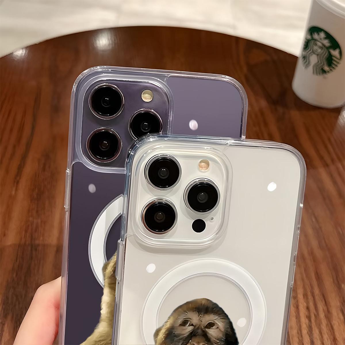 Cute Monkey Pattern Magnetic Transparent Shockproof Ultra-Thin Luxury iPhone X Xsmax 11 12 13 14 15 16 17 Pro Max Plus Air MagSafe Phone Case Cover