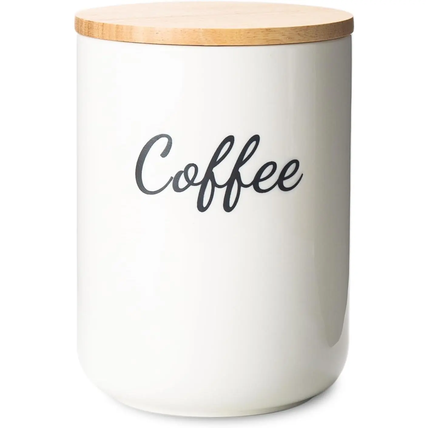Ceramic Coffee Canister with Lid, 40 Oz Large Container with Lid, Coffee |  Large Coffee Canister, Ceramic Jar with Lid, White with Black Text, Coffee