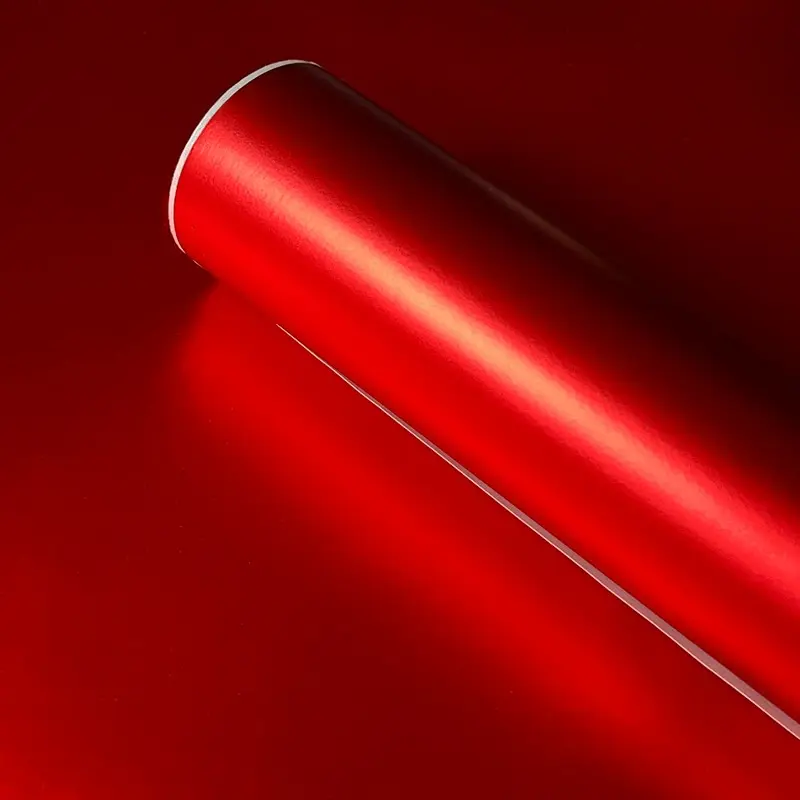 High Quality Matte Satin Metallic Chrome Red Vinyl Wrap Satin Metallic Car Wrapping Sticker Film Bubble Free Auto Internal External Decal