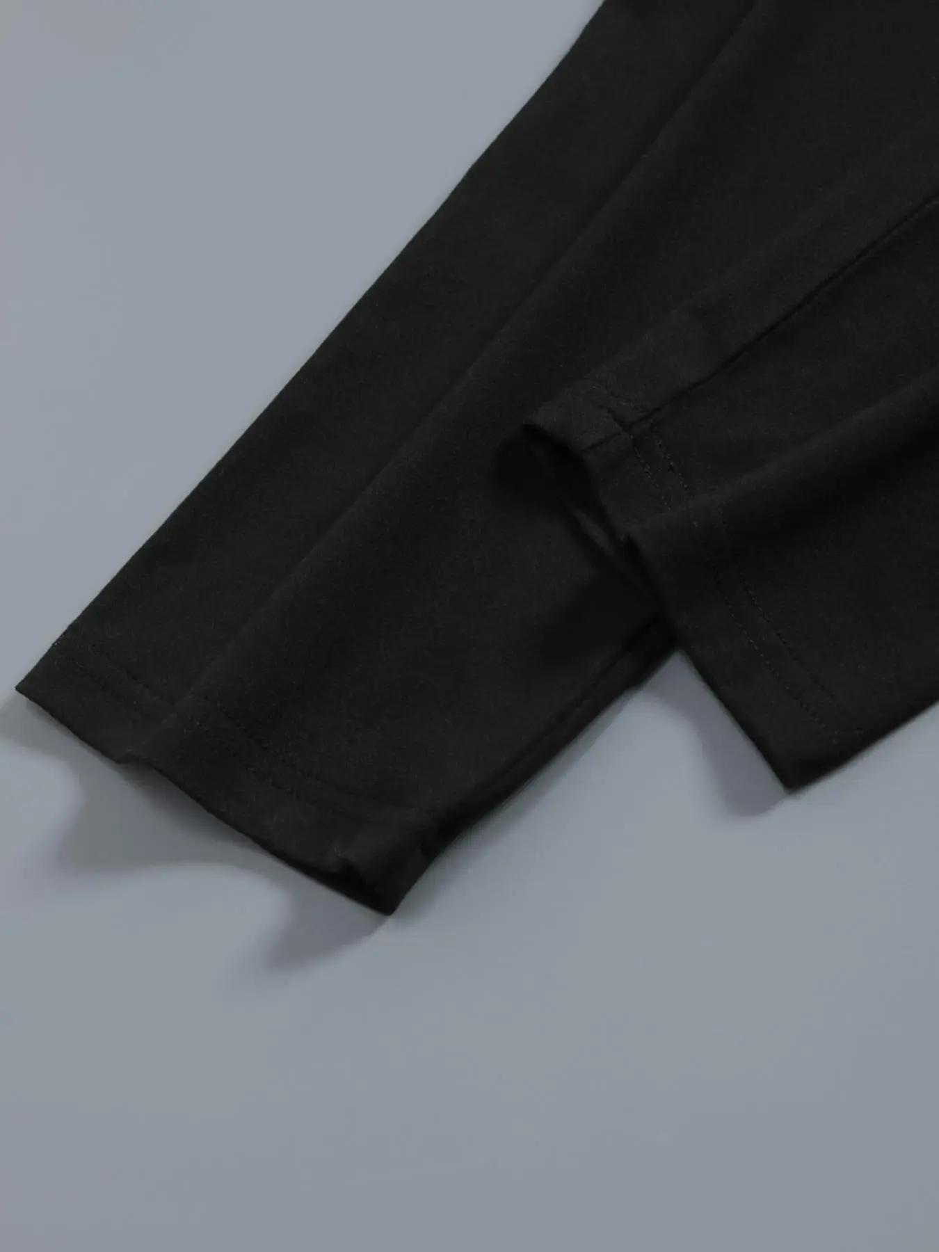 Men's Gym Hooded Long Sleeve T-Shirt + Faux Two-Piece Pants Set, Casual Fall & Winter, Moderate Fabric, Fitted Style