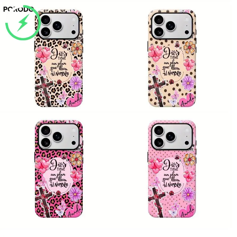 PORODO for MagSafe Faith, Jesus, God y2k Print With Hearts And Flowers Suitable For 17 Pro Max/ 16 Pro MAX/15 Pro Max/, Personalized Phone Case For Men And Women,They Are Excellent Gifts For Girlfriends, Boyfriends And Family Members For Christmas An