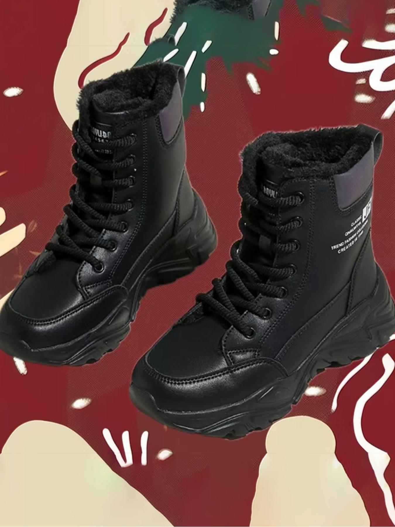 Women's High Top Snow Boots, Warm Cotton Shoes for Autumn & Winter, Anti-Slip Waterproof Outdoor Boots, Slip Resistant Boots, Ideal for Daily Wear & Sports