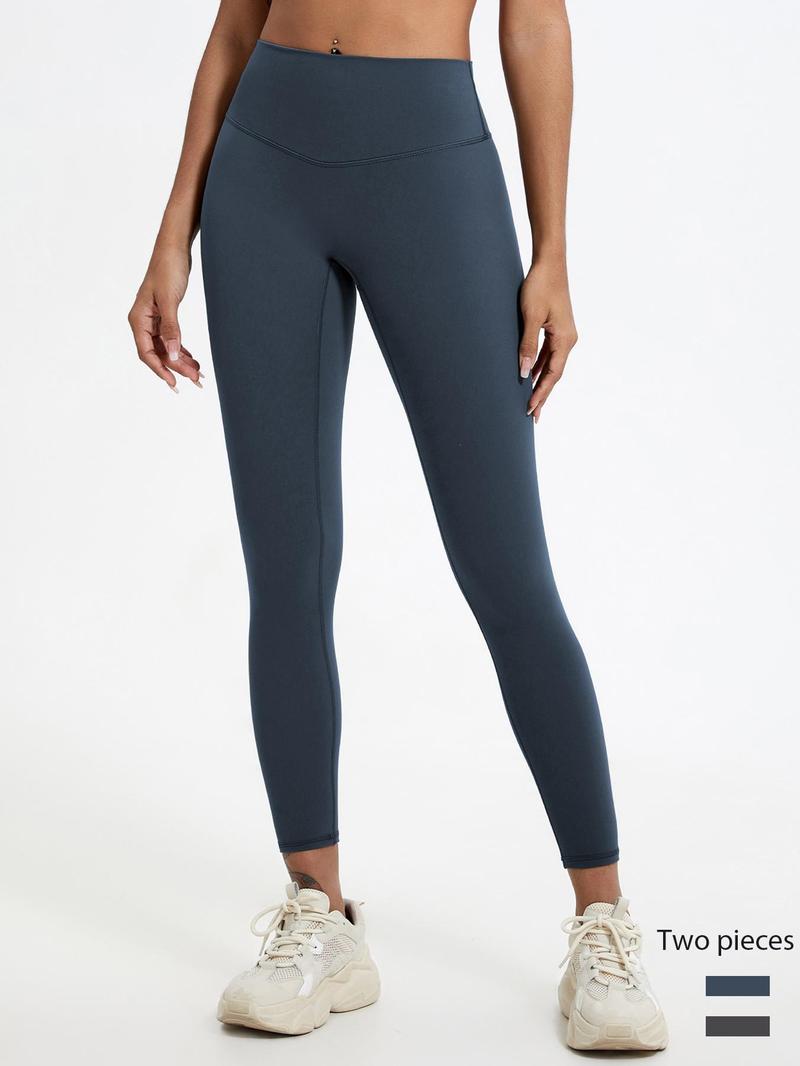 Women's Solid Color Sports Leggings, Tummy Control Leggings, Casual Comfy Breathable Skinny Pants for Yoga Gym Workout Running, Ladies Sportswear for All Seasons