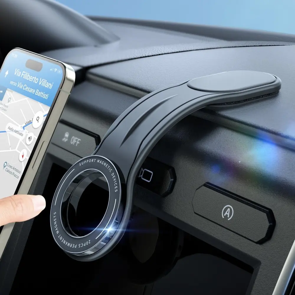 Car phone holder with detachable and flexible aluminum arm, magnetic phone holder, 20 strong magnets, suitable for car dashboards, compatible with iPhone 17/16/15/14 Pro Max/Mini, Magnetic Car Mount