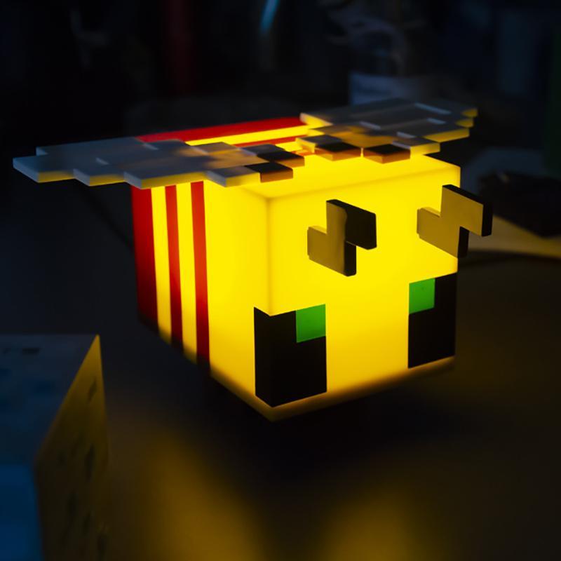 Bee Design Night Light, USB Rechargeable Creative Blocks Design Decorative Light, Novelty Lighting for Home Bedroom Gaming Room Decor, Gaming Gift for Boys and Girls