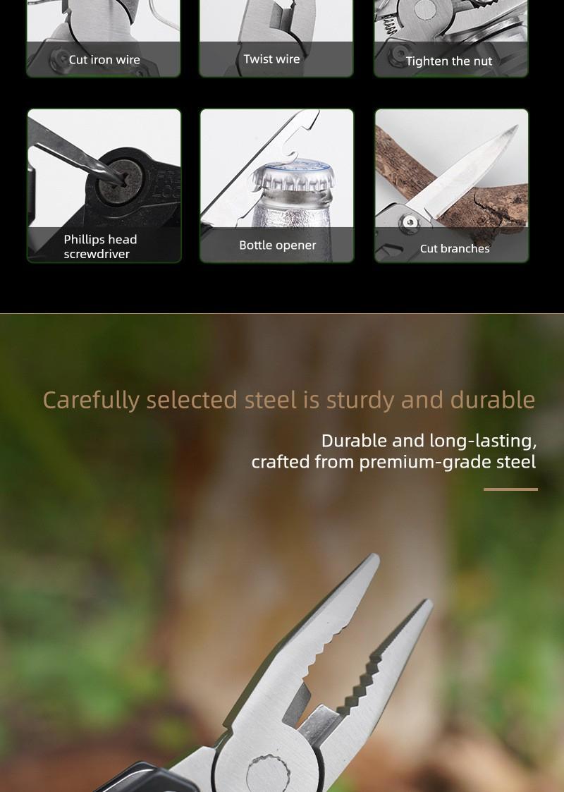 Multifunctional Outdoor Survival Folding Knife Pliers Tool with Seatbelt Cutter for Camping Hiking Emergency and Everyday Carry EDC