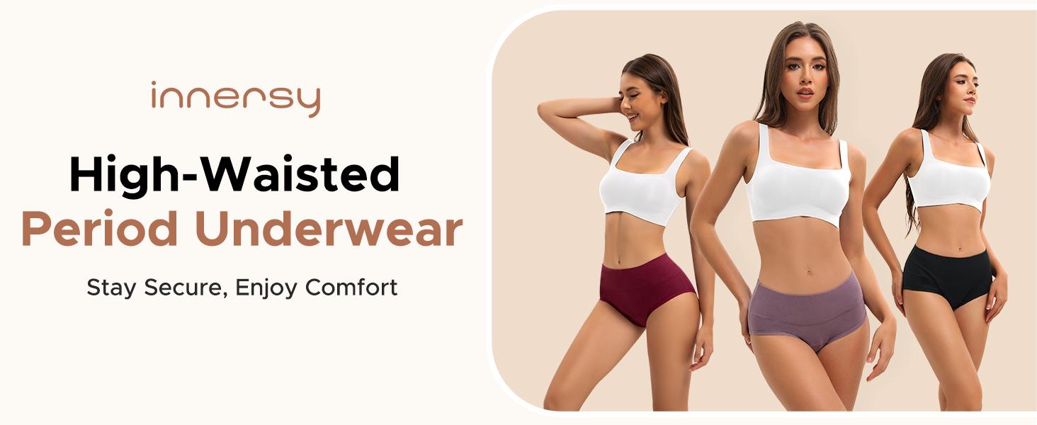 Period Underwear for Women Heavy Flow High Waisted Menstrual Incontinence Panties 3-Pack(Deep Elegance,Large)