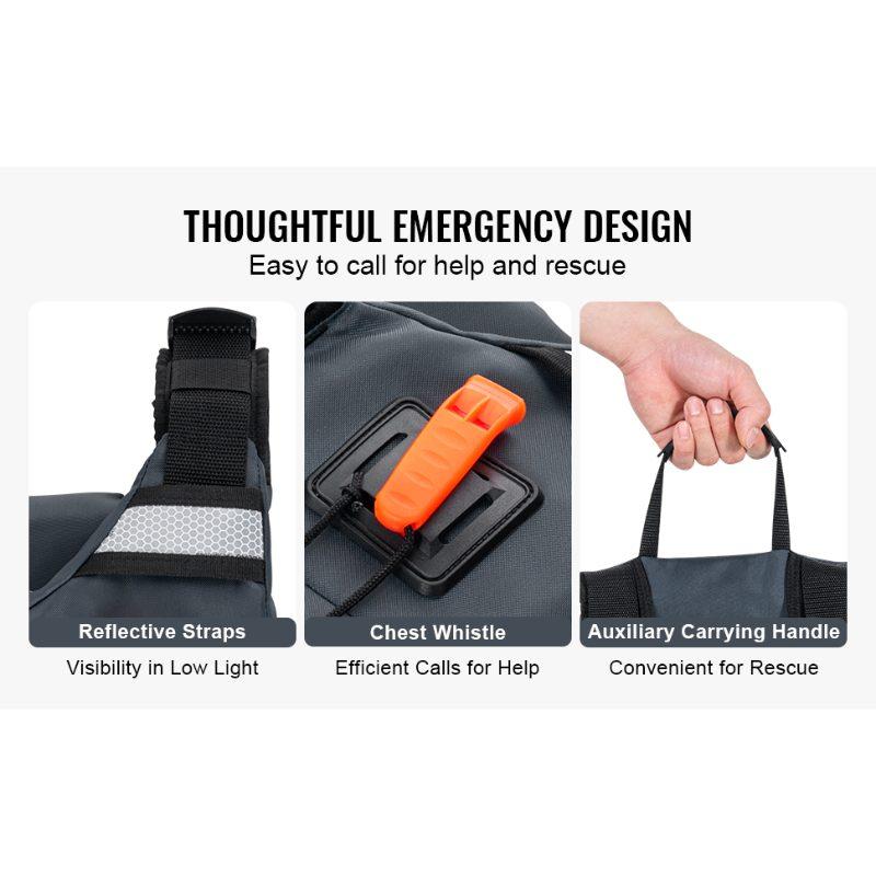 VEVOR Life Vest for Watersports (PFD), Life Jacket with Waterproof Nylon 110N Buoyancy, Life Vest/Jacket for Any Water Activity-Fishing, Kayaking, Surfing and More, Men and Women XL