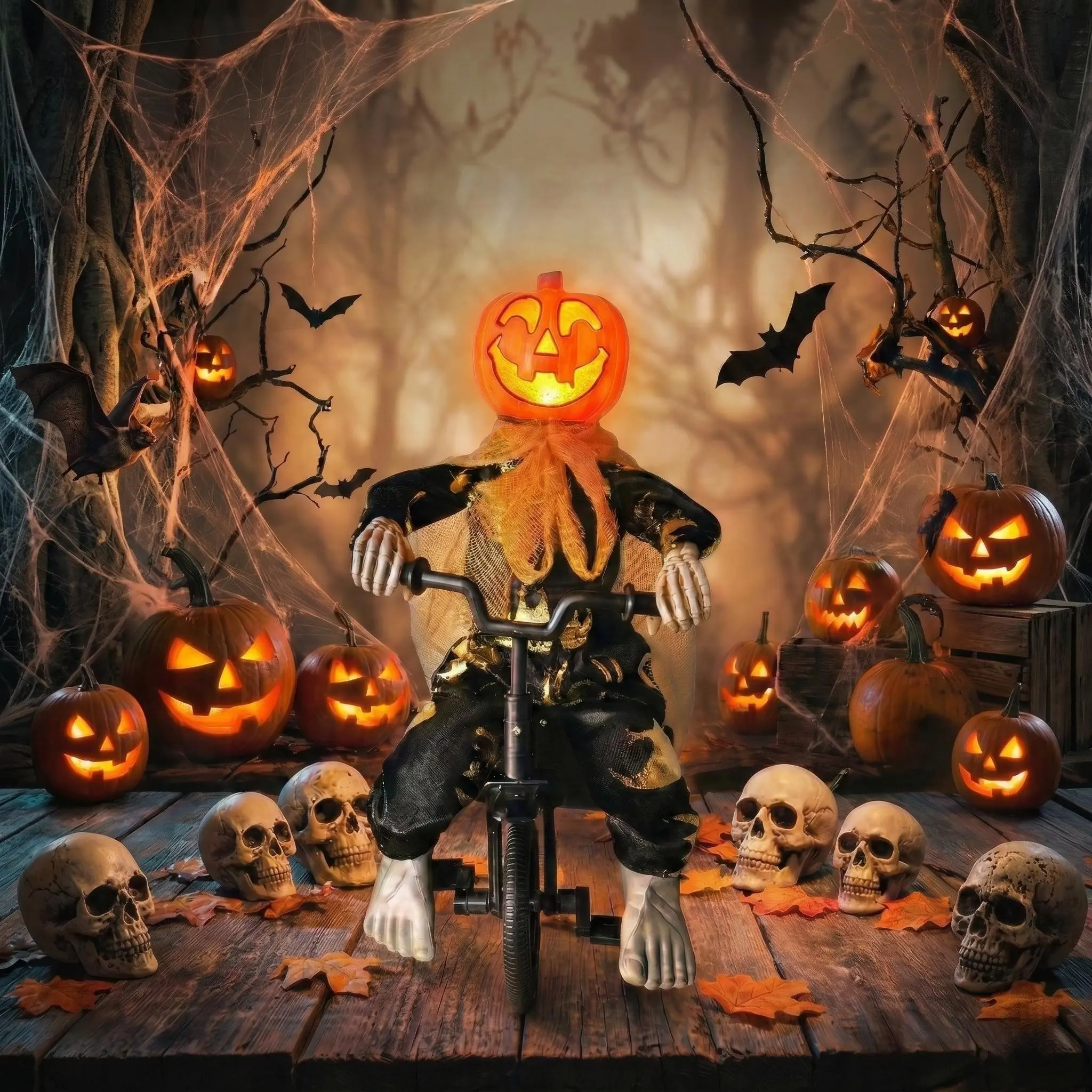 Halloween Pumpkin Witch Skull Ghost Doll Sound Control Light, Creative Horror Prank Prop, Indoor Outdoor Party Decor, Festival Atmosphere Ornament