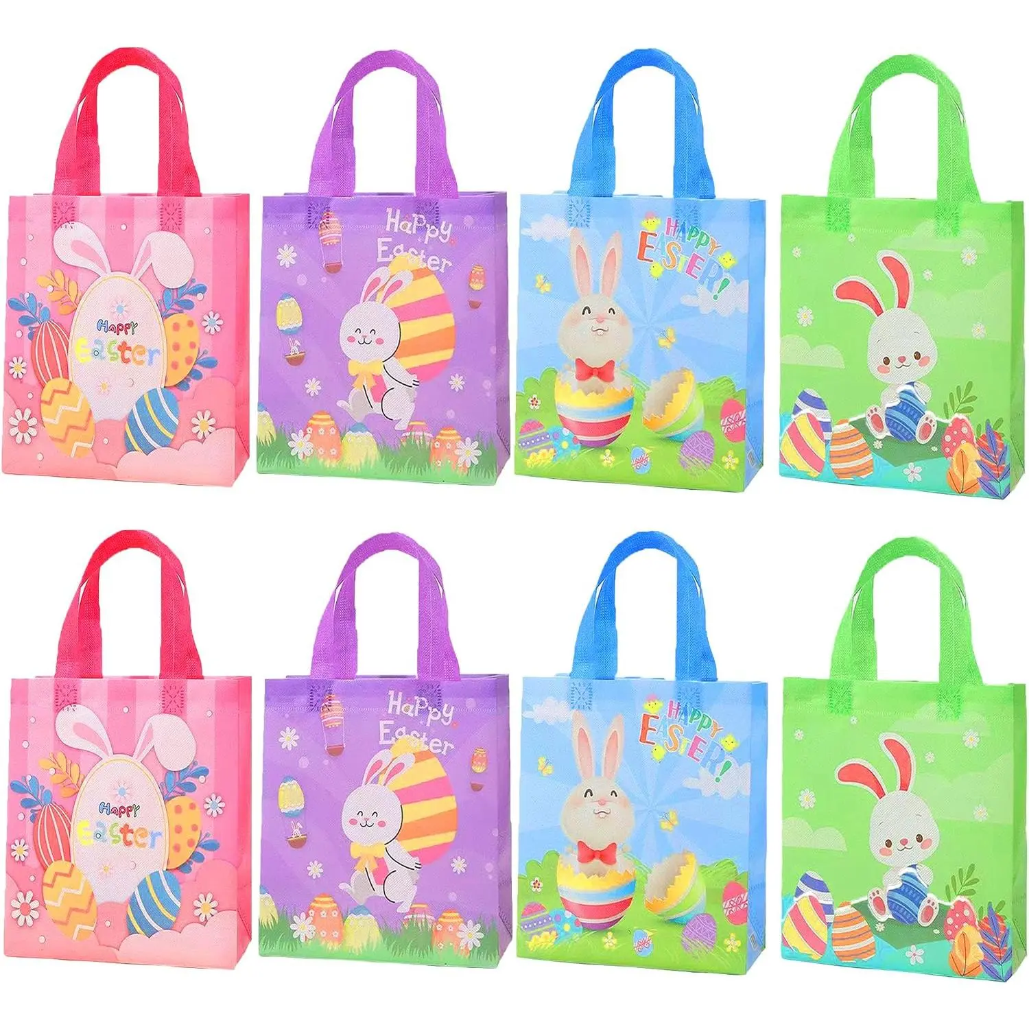 Easter  Bags For ,Easter Bags With Handles 8Pack,Tote Bag For Egg Hunt Party,9IN×8.7IN×4.5IN