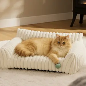 Fluffy Fleece Fluffy Cloud Pet Sofa Beds - 4 Styles, All Sizes, Premium Soft, Removable Washable Cover, Sleep Support for Indoor Cats, Fluffy Cloud Bed