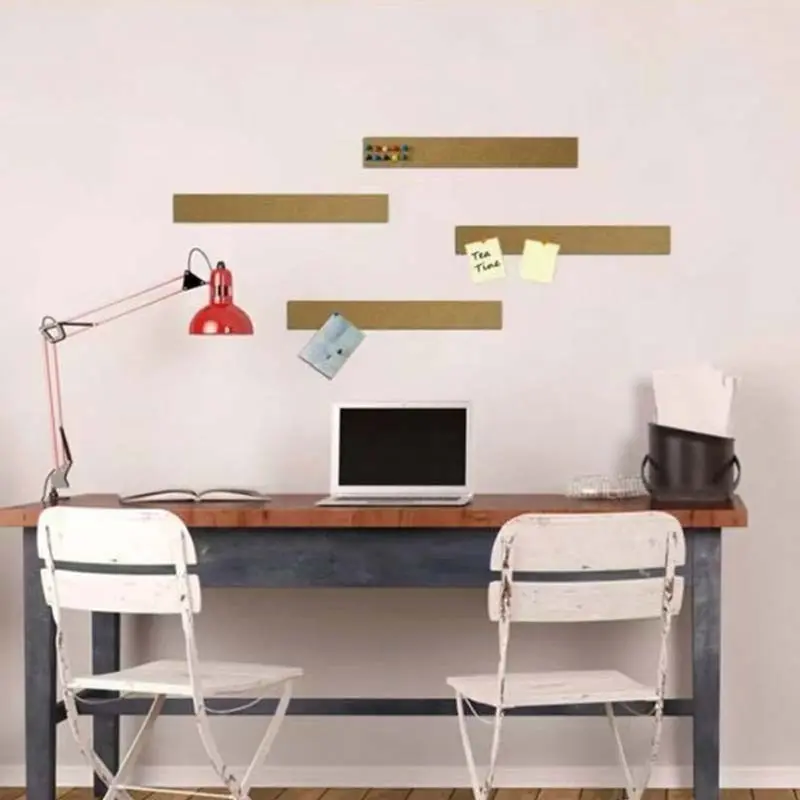 4Pcs 15Inch Frameless Cork Board Strips Home Office Study Wall Decor with 50 Push Pins