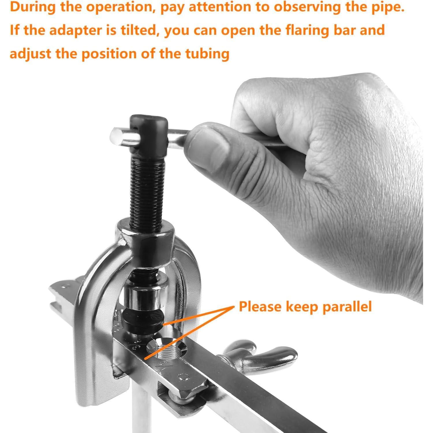 Line Flaring Tool Kit, 3/16", 1/4", 5/16", 3/8" and 1/2" Double & Single Tubing Flare Tool for Copper and   Line Tube