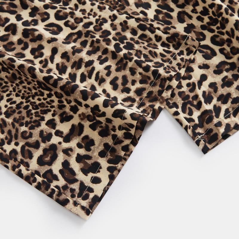 KatchMe Women's Classy Allover Print Drawstring Decor Wide Leg Trousers (2), Leopard Print High Waist Pocket Lightweight Pants, Stripe Streetwear