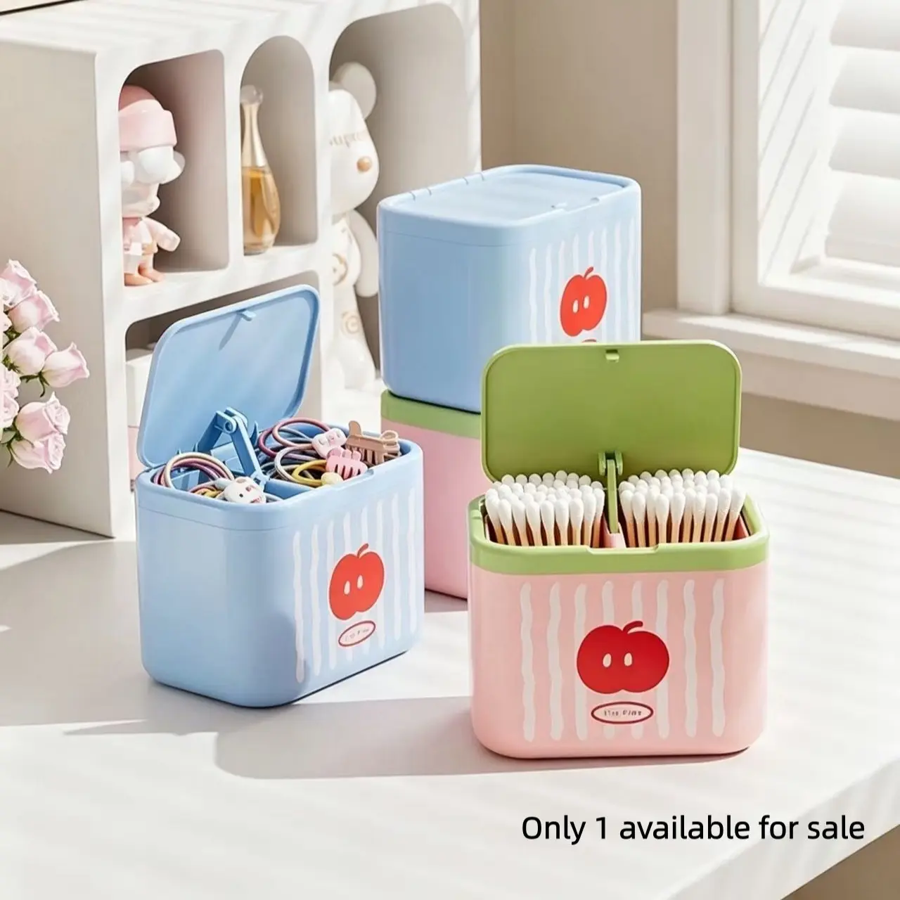 Cotton Swab Small Items Storage Box, Compact Organizer for Cotton Swabs and Tiny Objects, Ideal for Bathroom and Kitchen Use