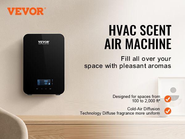 VEVOR Upgrade HVAC Scent Diffuser, Smart Scent Air Machine for Home, 180ML with Cold Air Technology, Waterless Essential Oil Diffuser, Cover Up to 2000 Sq.Ft for Living Room, Office, Spa, Hotel