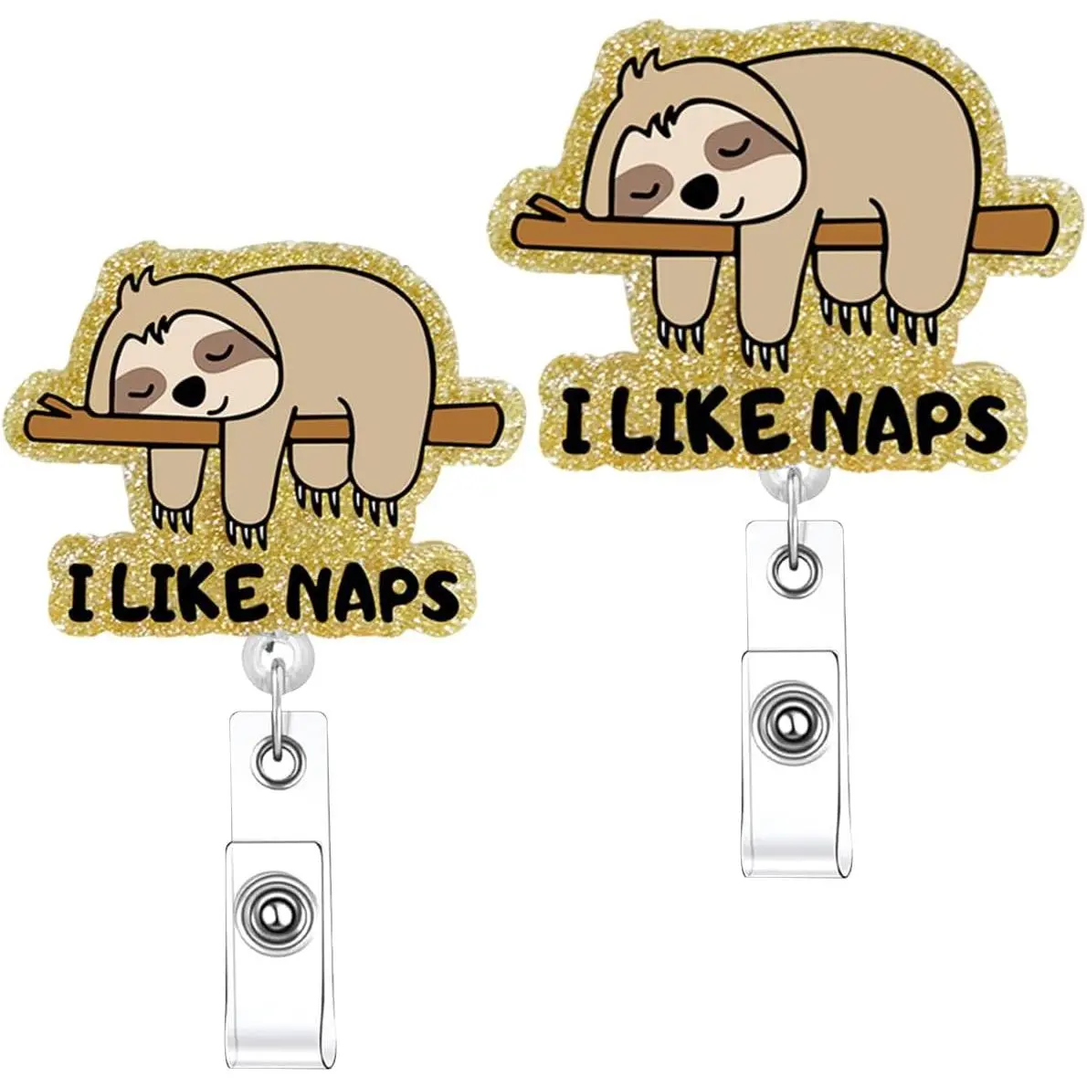 2 Pack Cute Badge Reels for  - Fruit Sloth Retractable ID Holder with 24in Cord, Fun Nurse  for RN LPN CNA,  Worker Teacher Accessories (Sloth)