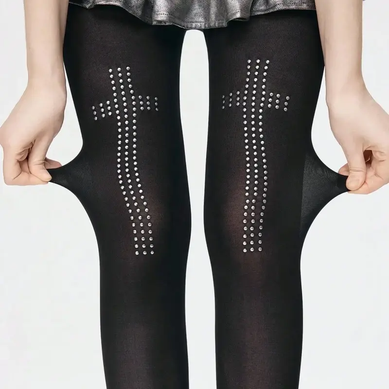 Women's Solid Color Jumpsuit with Cross Rhinestone Pattern, Elastic Slim Fit Design, Soft Fabric, Comfortable All-Day Wear, Underwear, Fitted, Womenswear