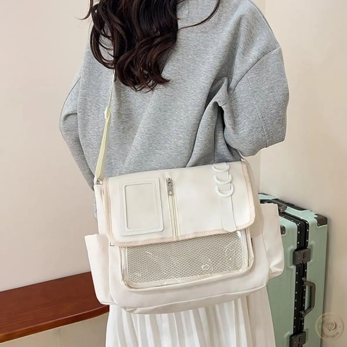 Oxford Fabric Ita Messenger Crossbody Bag, Clear PVC Display Window Shoulder Bag, Large‑Capacity Multi‑Pocket Collector Bag With Adjustable Strap For School, Daily Commute, Travel And Anime Convention Events