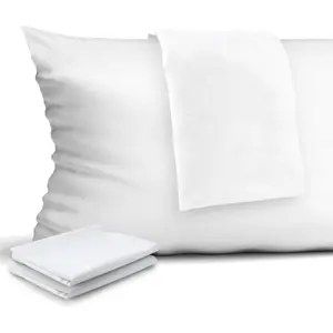 4-Pack Zippered Pillow Protectors, Premium 400 Thread Count 100% Egyptian Cotton White Zippered Pillowcases Pillow Covers, Standard