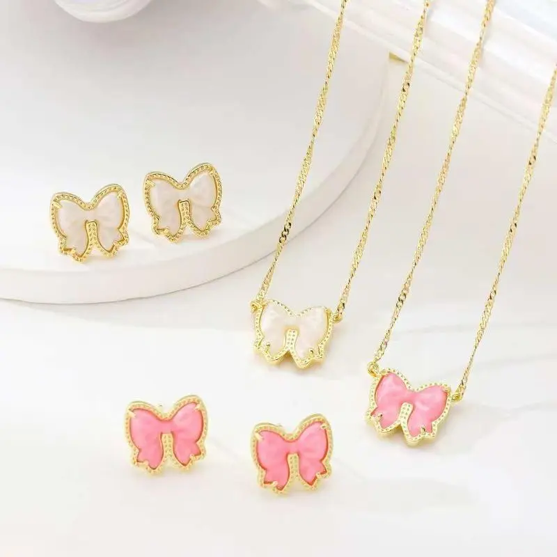 Gold-Plated Bow Pendant Necklace for Women, Minimalist Durable European Style Dainty Jewelry, Elegant Daily Neck Accessory, Romantic Timeless Ornament Perfect for Birthday & Anniversary Gifts, Summer Wins Fashion Jewelry
