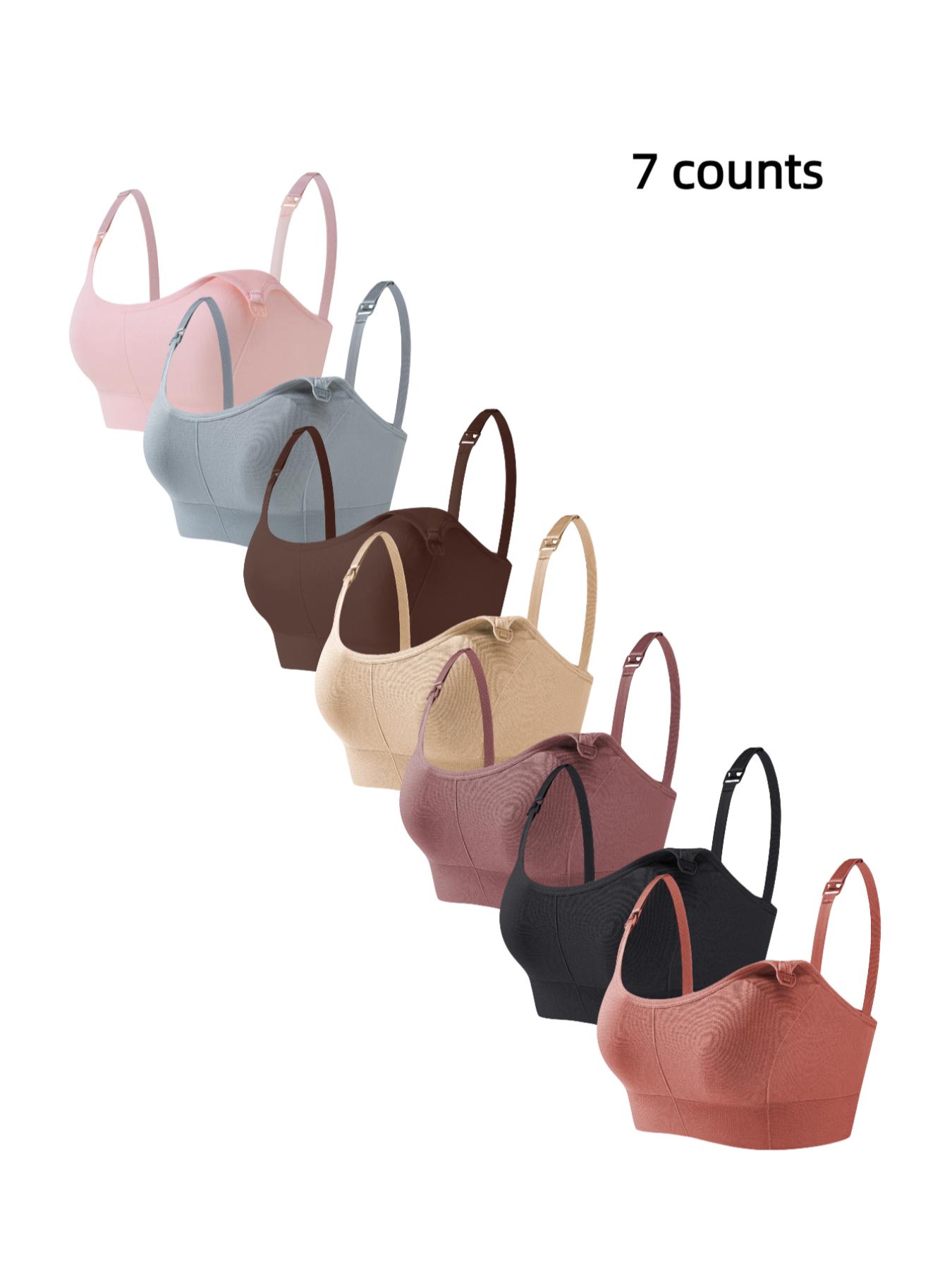 Women's Solid Detachable Adjustable Strap Nursing Bra Set, Front-Closure Bra, Soft Comfortable Breathable Pregnancy Maternity Bra, Maternity Clothing, Maternity Lingerie