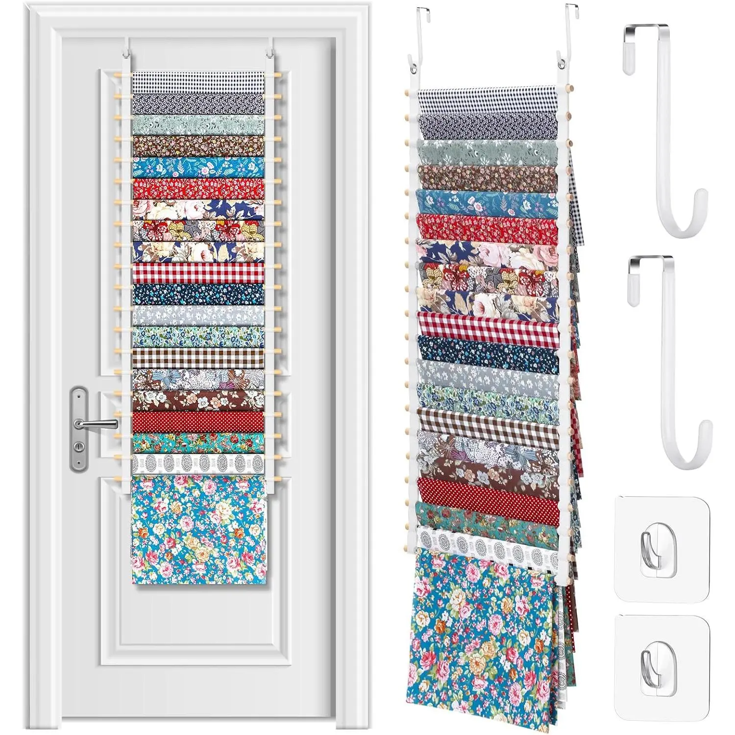 Sewing Room  Wall Fabric Organizer, Over The Door 20-Shelf Cloth Organizer with 4 Hooks, Closet  Fabric Storage for Sewing & Quilting Collection(13.8 Inch)