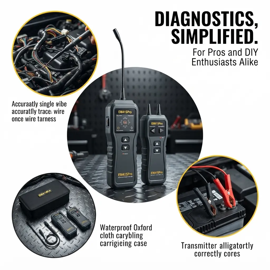 EM415Pro Automotive Wire Detector, Open & Short Circuit Finder Tone Generator, Cable Break Fault Locator for Car Electrical & Household Wall Wire Tracing
