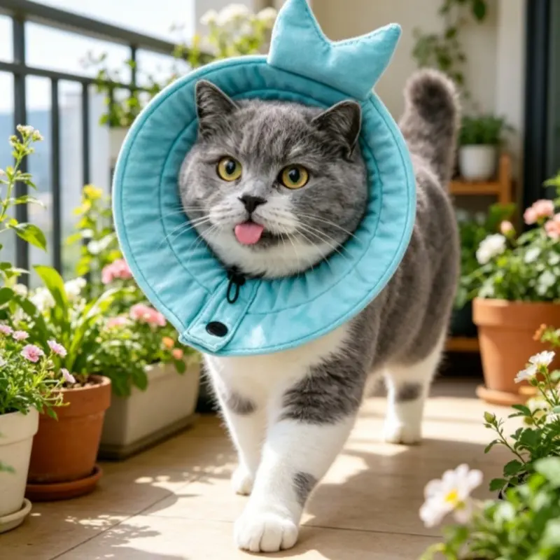 Soft Elizabethan Post-Op Cat Collar, Anti-Licking Wound Protector, Breathable Spay/neuter Pet Neck Strap, Comfortable Recovery Gear
