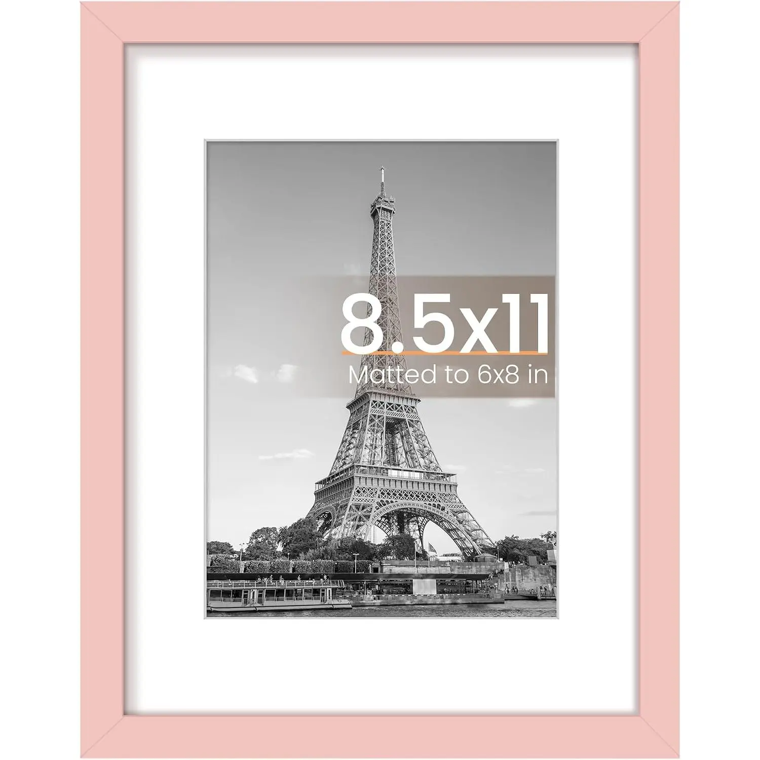 8.5 By 11 Picture Frame, Certificate Frames, Pink 1 Pack |   8.5 x 11 Frame, 6x8 Frame with Mat for Gallery Wall Decor, Diploma, Gradution, Baby, Dorm, Girl Room, Mothers' Day, Christmas