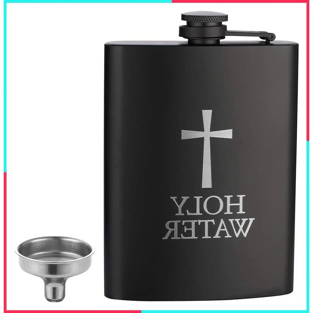8oz Black 18/8 #304 Stainless Steel Hip Flask for Liquor, Leakproof with Funnel Gift Package