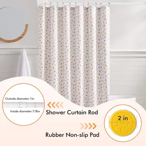Adjustable 31-80 in No Drilling Tension Shower Curtain Rod Stainless Steel White for Bathroom Room Divider