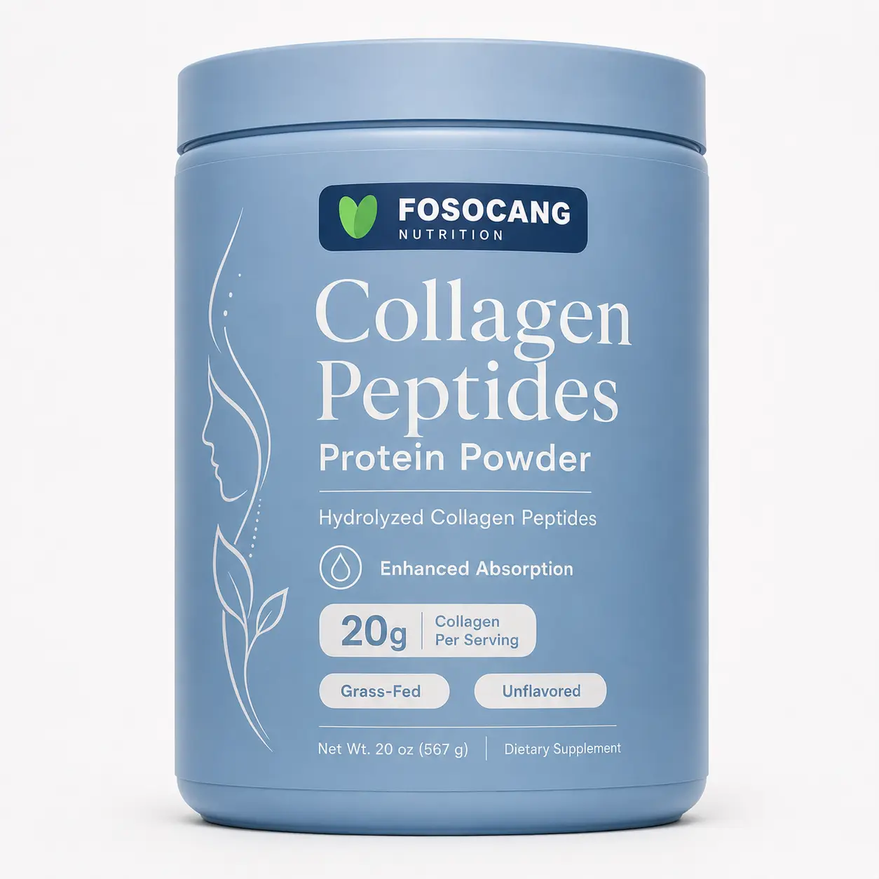 FoSoCang Collagen Bio-Peptides Powder | Super Hair, Skin, and Nails | Superior Absorption | Grassfed Protein Supplement | Advanced with 18 Essential Amino Acids