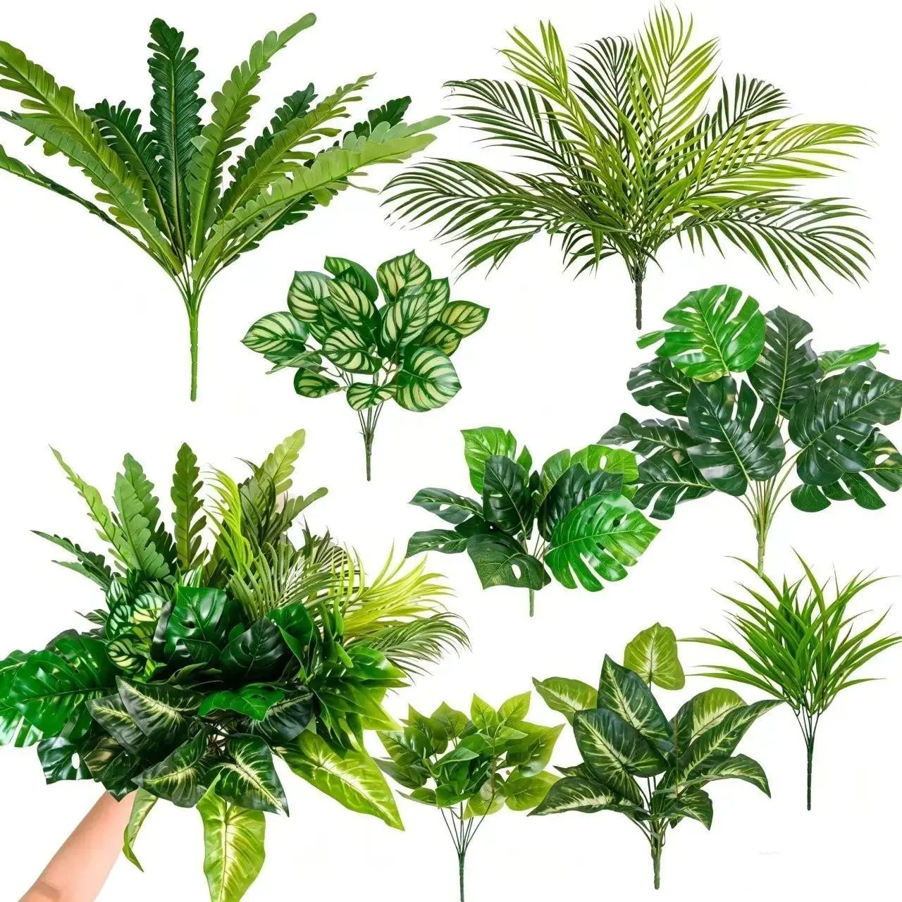 9 pieces of artificial plants, home decoration - UV-resistant, realistic touch fake greenery flower dried ornaments, realistic plastic shrubs - Suitable for both indoor and outdoor use - Ideal gift for moving decoration, porch, garden; artificial flowers,