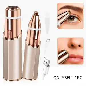 2-in-1 facial and eyebrow trimmer for women, rechargeable face shaver, lip and peach fuzz remover, precision eyebrow shaper, portable painless hair removal tool.