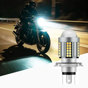 H4 Ba20d LED Motorcycle Headlight, Csp Dual Color, Hi Lo Beam Lens, Fog Lamp for Motobike Scooter, Running Light