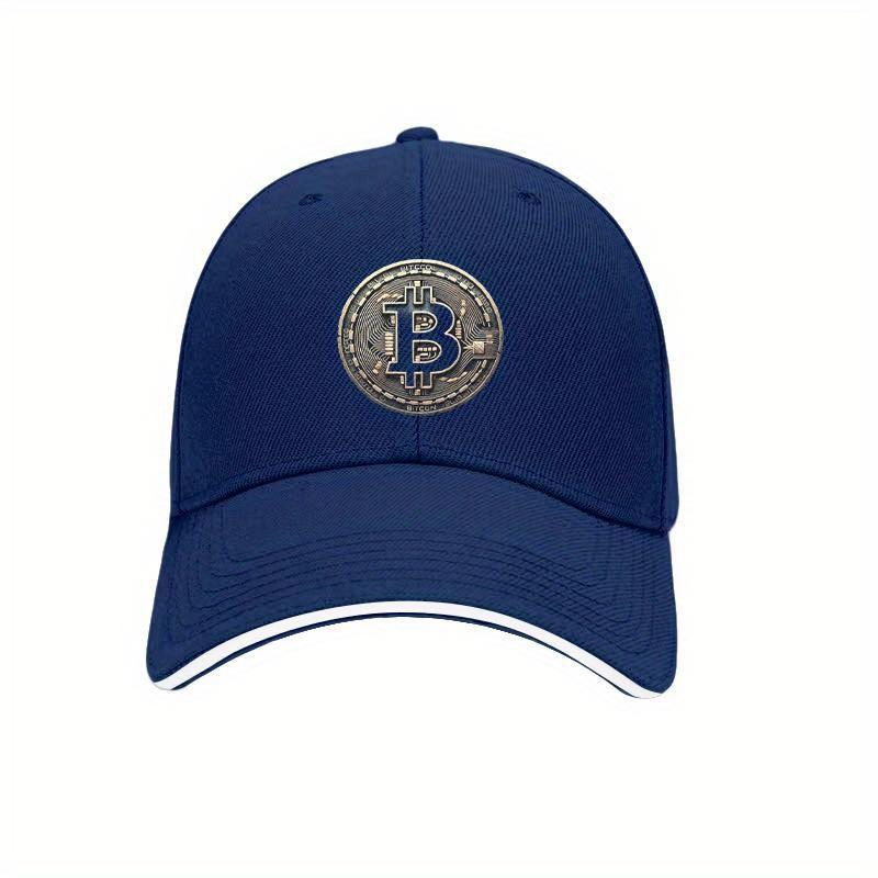 [Adventure Ready, Bitcoin Logo Cap] Lightweight Adjustable Bitcoin Logo Baseball Cap |   Soft Polyester Dad Hat with White Accents, Ideal for Outdoor Activities, Fit, Outdoor Headwear, Sleek Cap Design, Durable Headgear